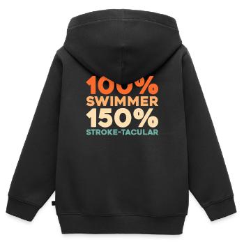 Schwimmen Schwimmer - Kinder Premium Organic Zip Hoodie - Schwarz - Hinten - AI Model Kid Male (0cm)