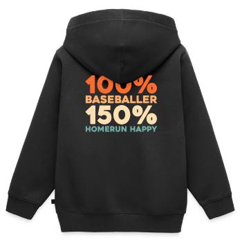 Base-ball - Sweat Premium à capuche zippé enfant bio - noir - Dos - AI Model Kid Male (0cm)