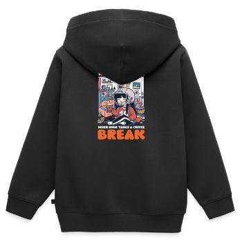 Spectacle de la mi-temps de la maman de football : maman prend une pause-café - Sweat Premium à capuche zippé enfant bio - noir - Dos - AI Model Kid Male (0cm)