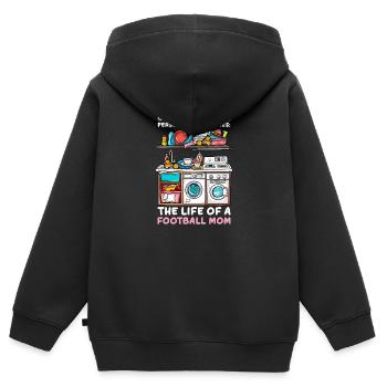 Fußball Mama Abseits Wäsche, Persönliches Foul Geschirr - Kinder Premium Organic Zip Hoodie - Schwarz - Hinten - AI Model Kid Male (0cm)