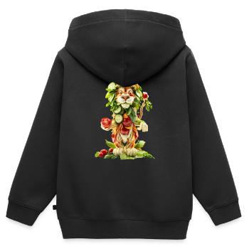 Löwe Salat - Kinder Premium Organic Zip Hoodie - Schwarz - Hinten - AI Model Kid Male (0cm)