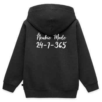 Sororité Soroitas Mode débutant - Sweat Premium à capuche zippé enfant bio - noir - Dos - AI Model Kid Male (0cm)