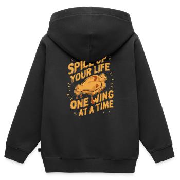 Hot Chicken Wings Spicy Wings Buffalo Wings - Kinder Premium Organic Zip Hoodie - Schwarz - Hinten - AI Model Kid Male (0cm)