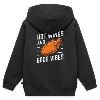 Hot Chicken Wings Spicy Wings Buffalo Wings - Kinder Premium Organic Zip Hoodie - Schwarz - Hinten - AI Model Kid Male (0cm)