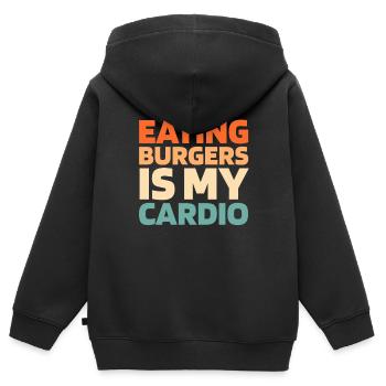 Burger Hamburger Funny Cardio Quote - Kinder Premium Organic Zip Hoodie - Schwarz - Hinten - AI Model Kid Male (0cm)