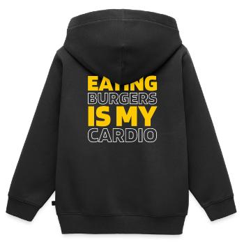 Burger Hamburger Funny Cardio Quote - Kinder Premium Organic Zip Hoodie - Schwarz - Hinten - AI Model Kid Male (0cm)