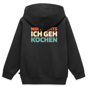 cuisiner cuisiner j’en ai assez je vais cuisiner - Sweat Premium à capuche zippé enfant bio - noir - Dos - AI Model Kid Male (0cm)