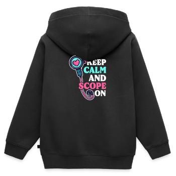 GI Nurse Keep Calm and Scope On - Kids Premium Organic Zip-up Hoodie - black - Back - AI Model Kid Male (0cm)