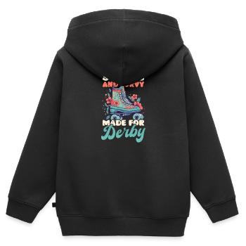 Roller Derby Strong And Curvy Made For Derby - Kids Premium Organic Zip-up Hoodie - black - Back - AI Model Kid Male (0cm)