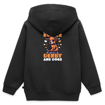 Roller Derby Roller Derby Et Chiens - Sweat Premium à capuche zippé enfant bio - noir - Dos - AI Model Kid Male (0cm)
