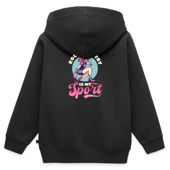 Roller Derby Roller Derby ist Sport - Kinder Premium Organic Zip Hoodie - Schwarz - Hinten - AI Model Kid Male (0cm)