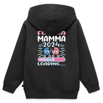 Super Mamma 2024 Loading - Kinder Premium Organic Zip Hoodie - Schwarz - Hinten - AI Model Kid Male (0cm)