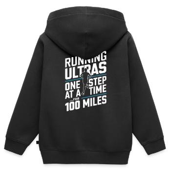 Ultra Running Ultramarathon Runner Marathoner - Kinder Premium Organic Zip Hoodie - Schwarz - Hinten - AI Model Kid Male (0cm)