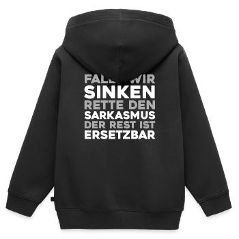Schwarzer Humor - Kinder Premium Organic Zip Hoodie - Schwarz - Hinten - AI Model Kid Male (0cm)