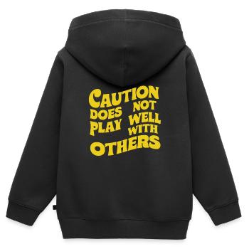 Caution Does Not Play Well With Others 91 - Kinder Premium Organic Zip Hoodie - Schwarz - Hinten - AI Model Kid Male (0cm)