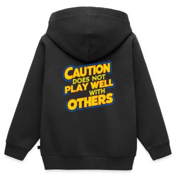 Caution Does Not Play Well With Others 93 - Kinder Premium Organic Zip Hoodie - Schwarz - Hinten - AI Model Kid Male (0cm)