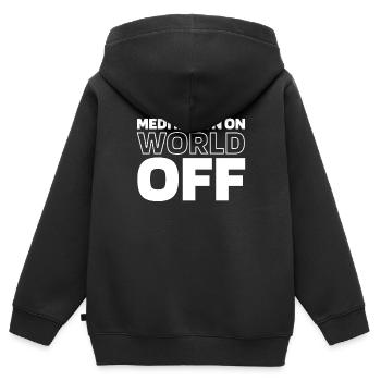 Méditation Méditation Méditation Sur le Monde Hors Monde - Sweat Premium à capuche zippé enfant bio - noir - Dos - AI Model Kid Male (0cm)