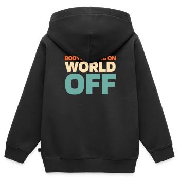Musculation bodybuilders - Sweat Premium à capuche zippé enfant bio - noir - Dos - AI Model Kid Male (0cm)