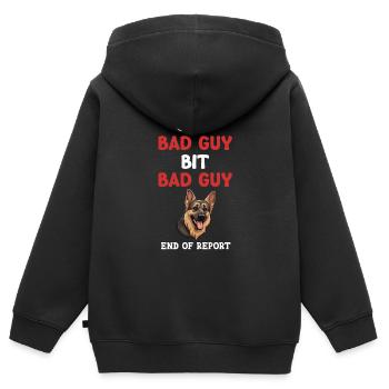 Sah, Wie Bösewicht Bösewicht Gebissen Hat – Ende - Kinder Premium Organic Zip Hoodie - Schwarz - Hinten - AI Model Kid Male (0cm)