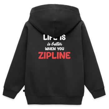 Das Leben Ist Besser, Wenn Man Mit Dem - Kinder Premium Organic Zip Hoodie - Schwarz - Hinten - AI Model Kid Male (0cm)
