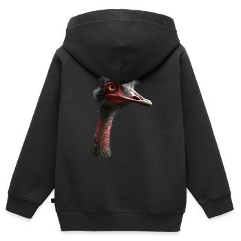 Strauß - Kinder Premium Organic Zip Hoodie - Schwarz - Hinten - AI Model Kid Male (0cm)