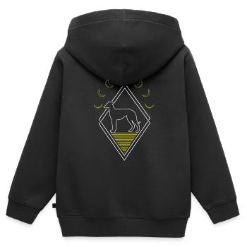 Greyhound Greyhound Abstrait Phases de Lune - Sweat Premium à capuche zippé enfant bio - noir - Dos - AI Model Kid Male (0cm)