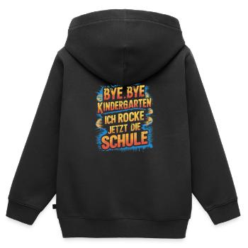 Bye Bye Kindergarten I'm Rocking School Now - Kids Premium Organic Zip-up Hoodie - black - Back - AI Model Kid Male (0cm)