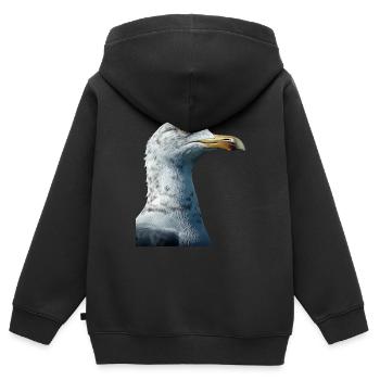 Mouette - Sweat Premium à capuche zippé enfant bio - noir - Dos - AI Model Kid Male (0cm)