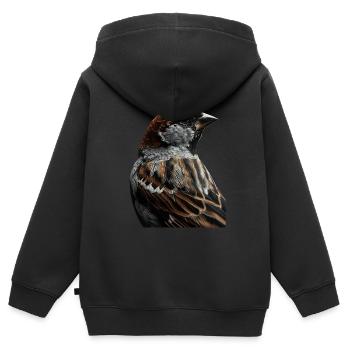 Moineau - Sweat Premium à capuche zippé enfant bio - noir - Dos - AI Model Kid Male (0cm)