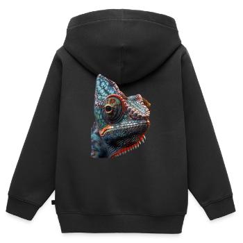 Caméléon - Sweat Premium à capuche zippé enfant bio - noir - Dos - AI Model Kid Male (0cm)