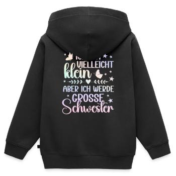 Ich bin vielleicht klein aber bald eine Große Schw - Kinder Premium Organic Zip Hoodie - Schwarz - Hinten - AI Model Kid Male (0cm)