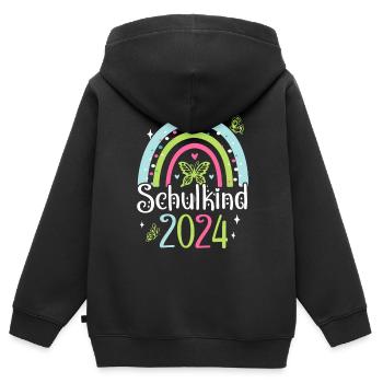 Schulkind 2024 Mädchen Regenbogen Einschulung 2024 - Kinder Premium Organic Zip Hoodie - Schwarz - Hinten - AI Model Kid Male (0cm)