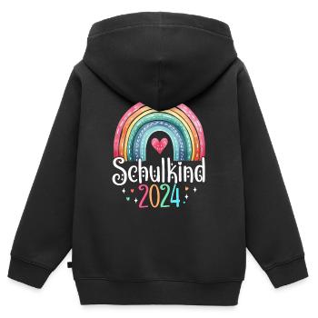 Schulkind 2024 Mädchen Regenbogen Einschulung 2024 - Kinder Premium Organic Zip Hoodie - Schwarz - Hinten - AI Model Kid Male (0cm)