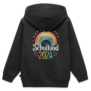 Schulkind 2024 Mädchen Regenbogen Einschulung 2024 - Kinder Premium Organic Zip Hoodie - Schwarz - Hinten - AI Model Kid Male (0cm)