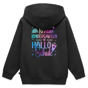 Schulkind 2024 Mädchen Regenbogen Einschulung 2024 - Kinder Premium Organic Zip Hoodie - Schwarz - Hinten - AI Model Kid Male (0cm)