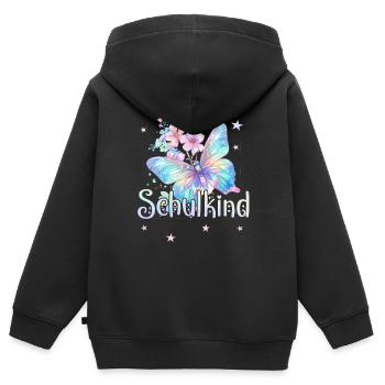 Schulkind 2024 Mädchen Schmetterling Einschulung 2 - Kinder Premium Organic Zip Hoodie - Schwarz - Hinten - AI Model Kid Male (0cm)