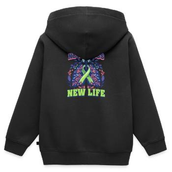 Greffe de poumons Nouveaux poumons, nouvelle vie - Sweat Premium à capuche zippé enfant bio - noir - Dos - AI Model Kid Male (0cm)