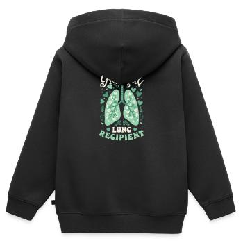 Receveur de poumon reconnaissant d’une greffe de poumon - Sweat Premium à capuche zippé enfant bio - noir - Dos - AI Model Kid Male (0cm)