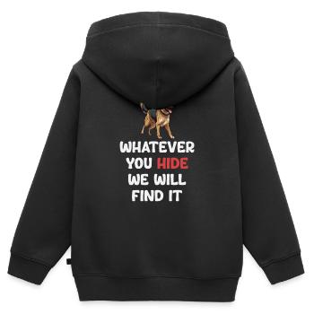Was Auch Immer Sie Verstecken, Wir Werden Es - Kinder Premium Organic Zip Hoodie - Schwarz - Hinten - AI Model Kid Male (0cm)