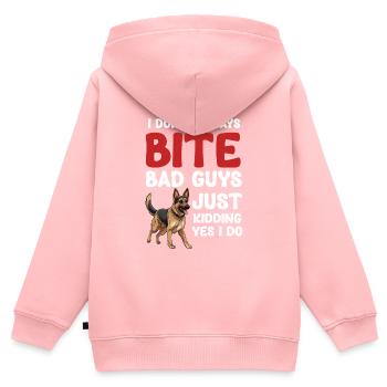 Ich Beiße Nicht Immer Bösewichte. Nur Ein Scherz, - Kinder Premium Organic Zip Hoodie - Rosa - Hinten - AI Model Kid Female (0cm)