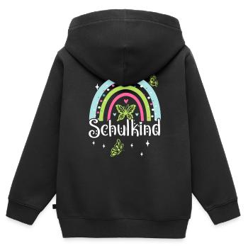 Schulkind 2024 Mädchen Regenbogen Einschulung 2024 - Kinder Premium Organic Zip Hoodie - Schwarz - Hinten - AI Model Kid Male (0cm)