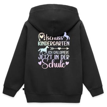 Schulkind 2024 Mädchen Pferd Einschulung 2024 Mädc - Kinder Premium Organic Zip Hoodie - Schwarz - Hinten - AI Model Kid Male (0cm)