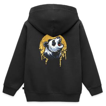 Großer Panda Pandabär Moon Howling - Kinder Premium Organic Zip Hoodie - Schwarz - Hinten - AI Model Kid Male (0cm)