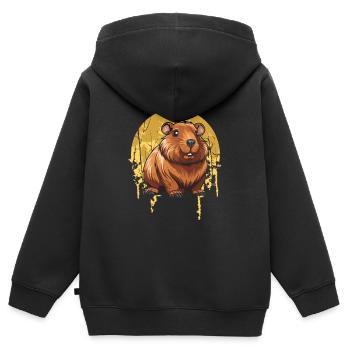 Hamster Goldhamster Moon Howling - Kinder Premium Organic Zip Hoodie - Schwarz - Hinten - AI Model Kid Male (0cm)