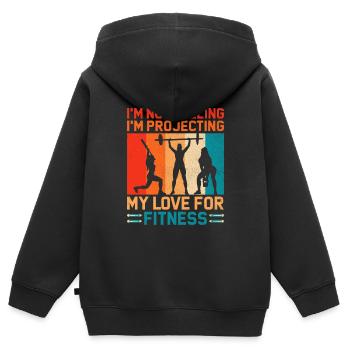 Professeur d’éducation physique Professeurs d’éducation physique École Spor - Sweat Premium à capuche zippé enfant bio - noir - Dos - AI Model Kid Male (0cm)