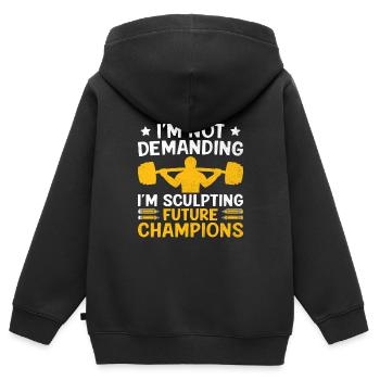 Professeur d’éducation physique Professeurs d’éducation physique École Spor - Sweat Premium à capuche zippé enfant bio - noir - Dos - AI Model Kid Male (0cm)