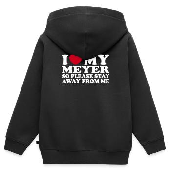 Ich Liebe Meyer Herz Familienname Geschenk - Kinder Premium Organic Zip Hoodie - Schwarz - Hinten - AI Model Kid Male (0cm)