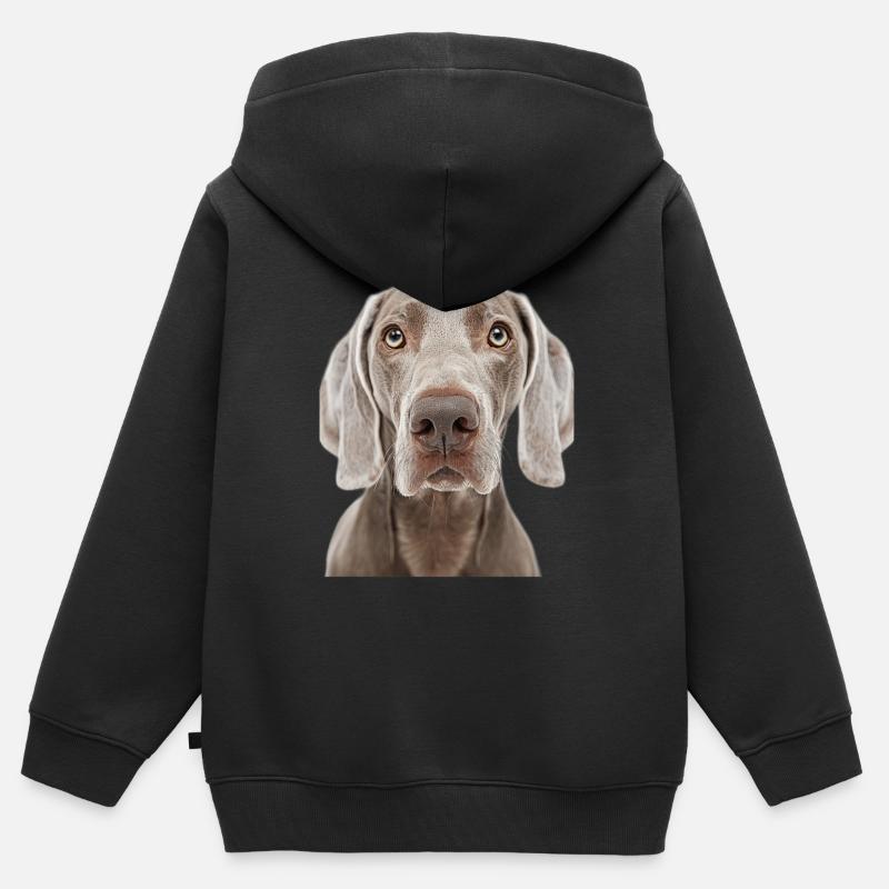 Weimaraner - Felpa Premium con cappuccio con zip bambino bio - nero