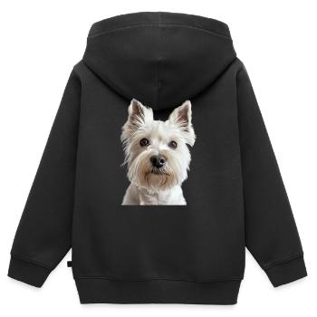 Terrier blanc des Highlands de l’Ouest - Sweat Premium à capuche zippé enfant bio - noir - Dos - AI Model Kid Male (0cm)