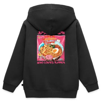 Just A Bruh Who Loves Ramen Cat Instant Noodles - Kids Premium Organic Zip-up Hoodie - black - Back - AI Model Kid Male (0cm)